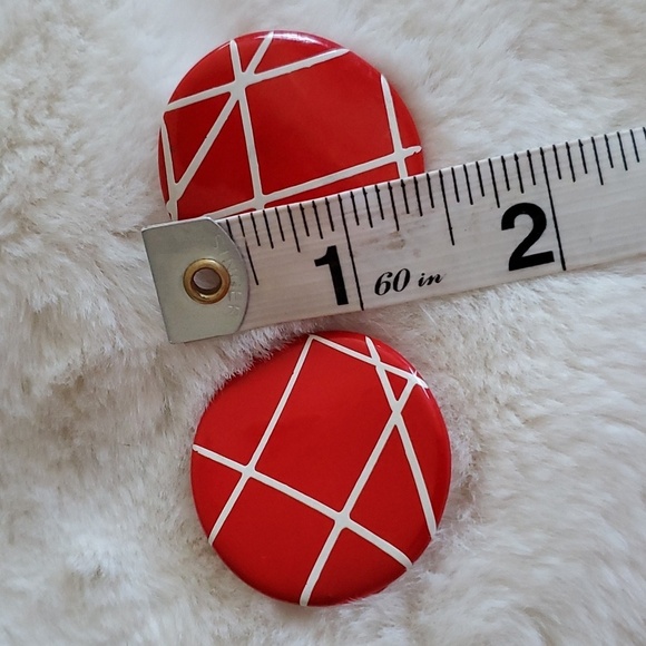 VINTAGE RETRO ROUND RED CIRCLE POST EARRINGS BUNDLE AND SAVE - Picture 3 of 4